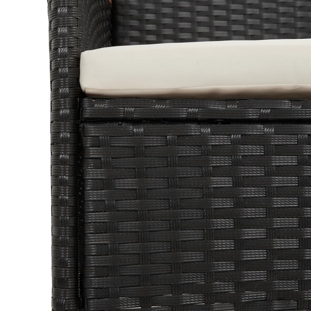 5-tlg. Garten-Essgruppe mit Kissen Schwarz Poly Rattan