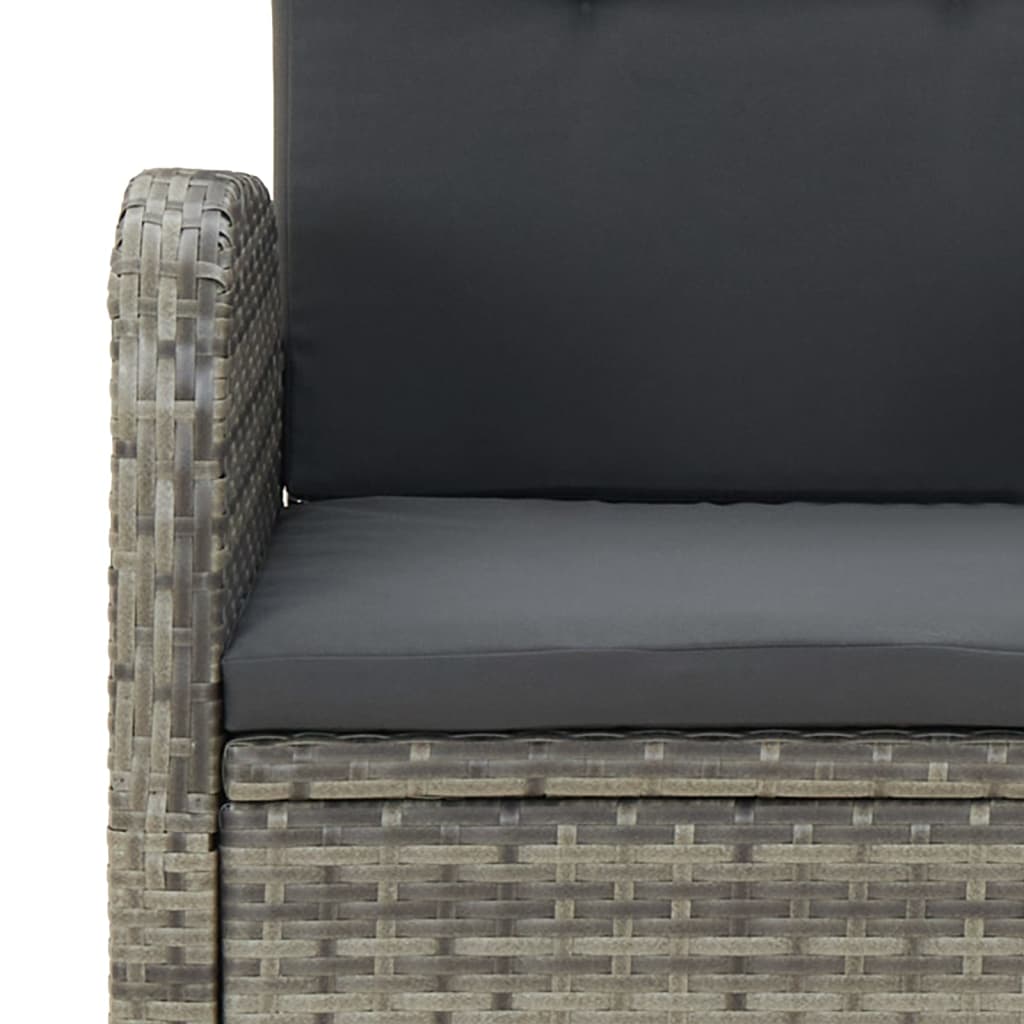9-tlg. Garten-Essgruppe mit Kissen Grau Poly Rattan