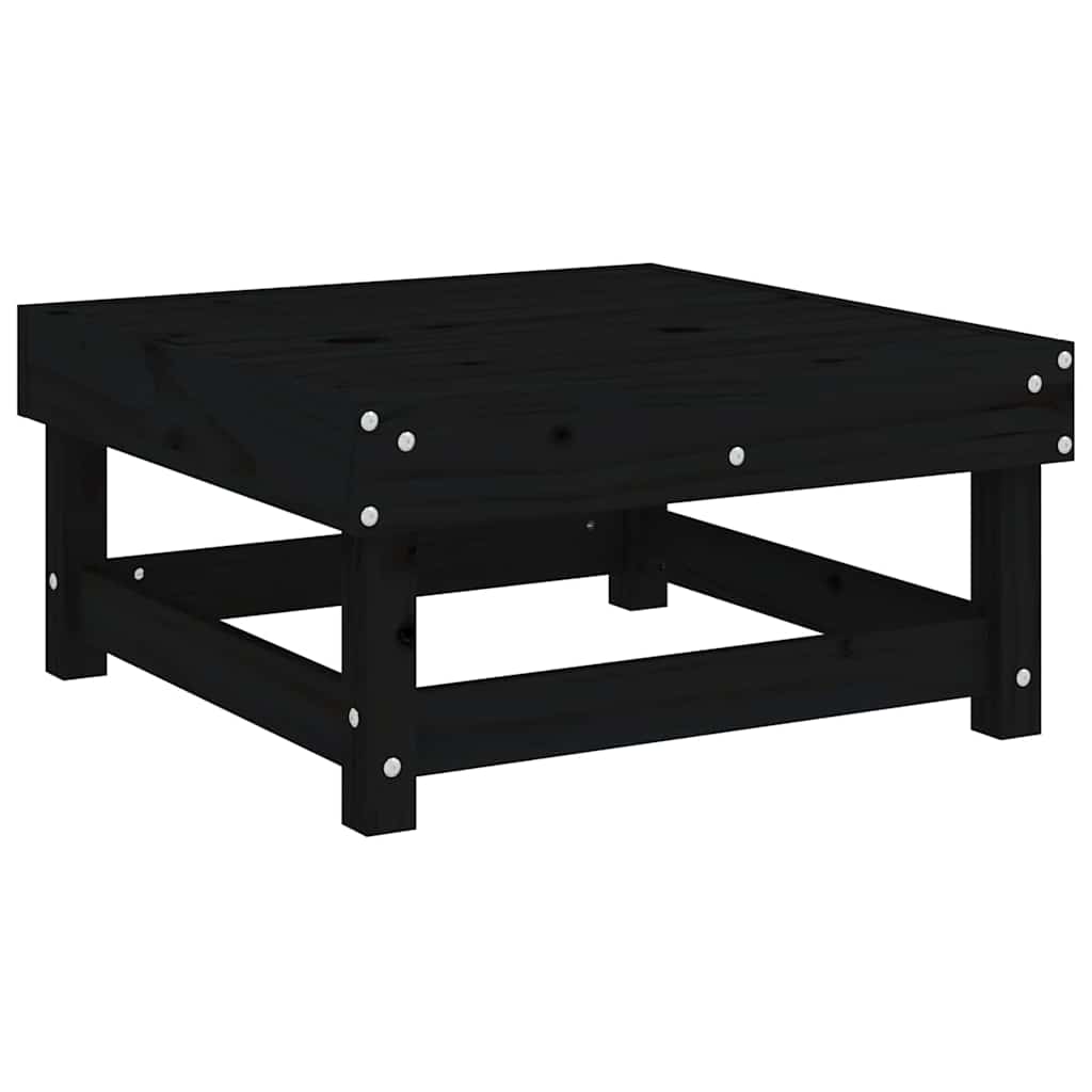 Gartenhocker mit Kissen Schwarz Massivholz Kiefer
