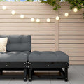 Gartenhocker mit Kissen Schwarz Massivholz Kiefer