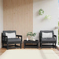 Gartenstühle mit Kissen 2 Stk. Schwarz Massivholz Kiefer