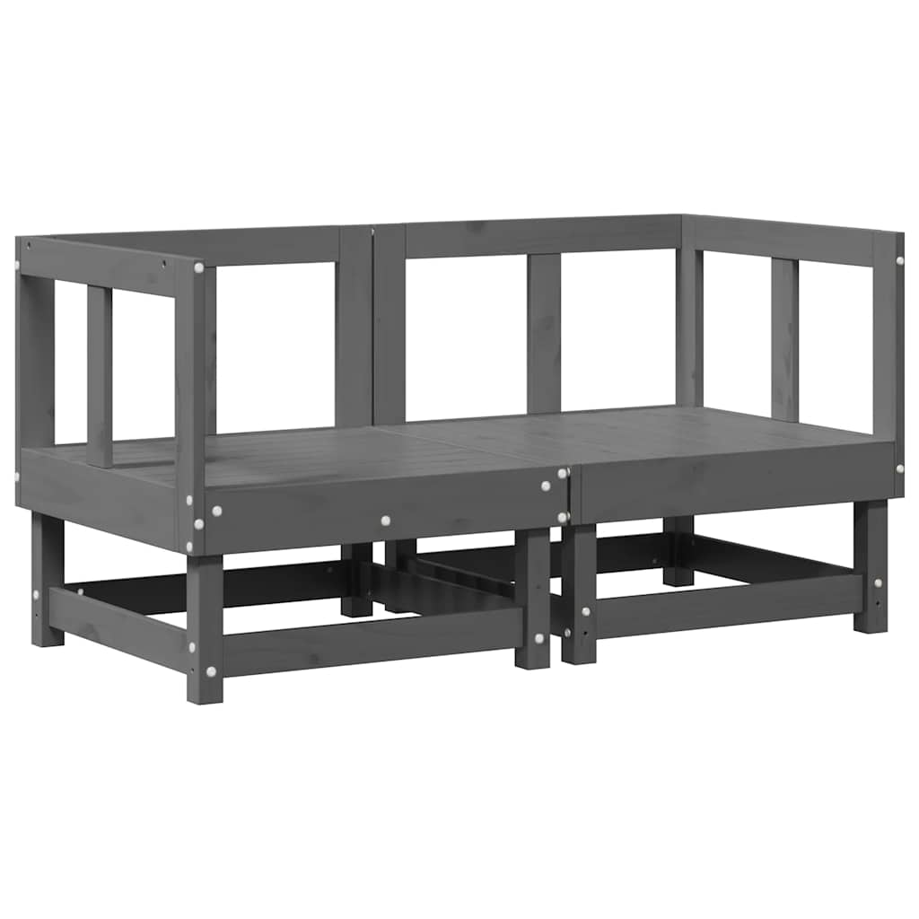 Ecksofas mit Kissen 2 Stk. Grau Massivholz Kiefer