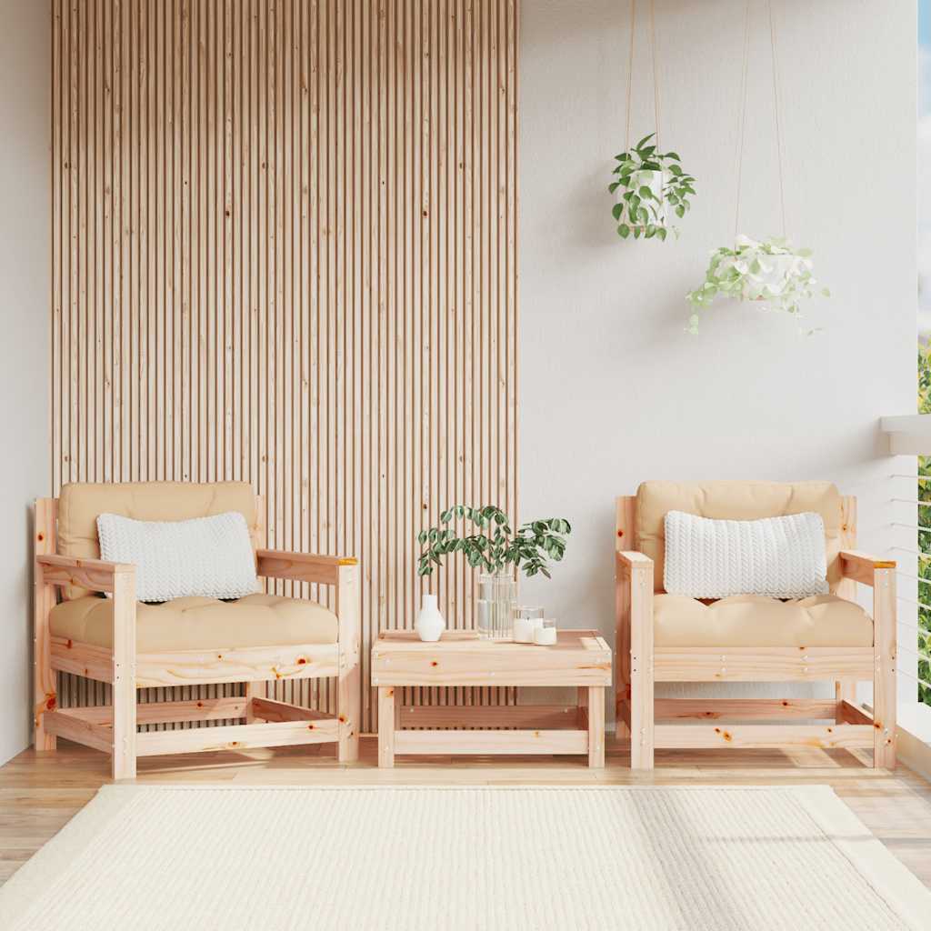 Gartenstühle mit Kissen 2 Stk. Massivholz Kiefer