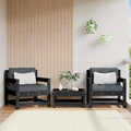 Gartenstühle mit Kissen 2 Stk. Schwarz Massivholz Kiefer