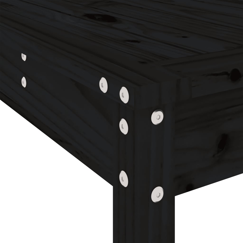 7-tlg. Gartenbar-Set Schwarz Massivholz Kiefer