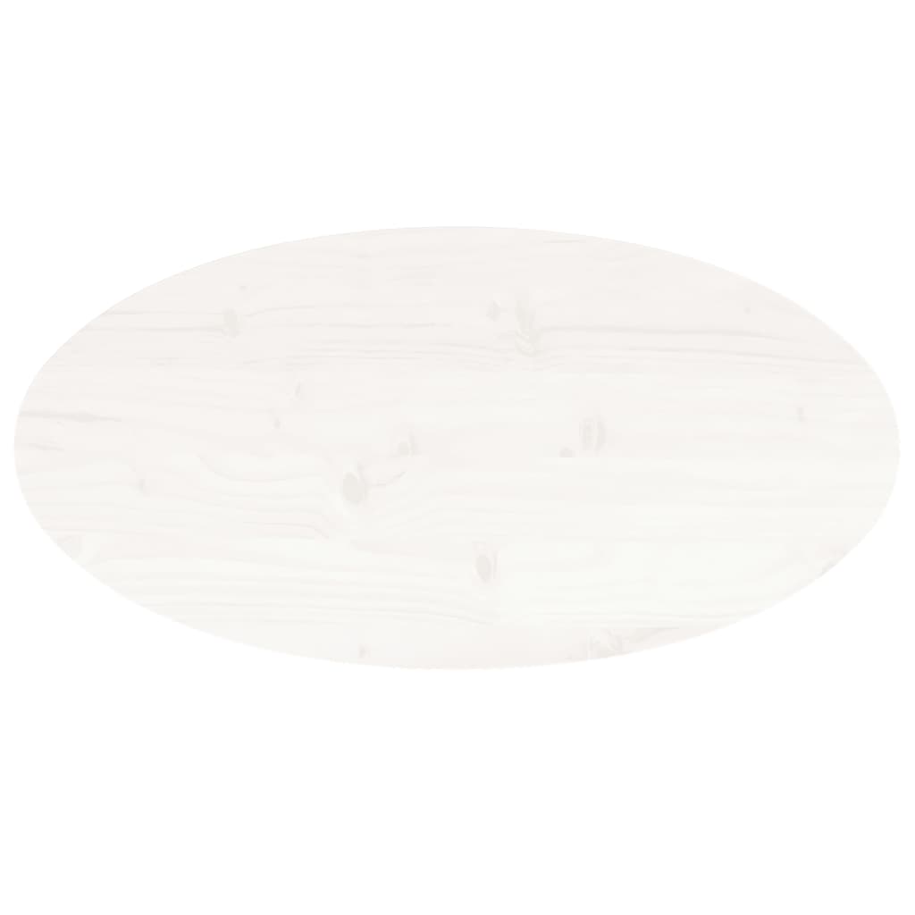 Tischplatte Weiß 70x35x2,5 cm Massivholz Kiefer Oval