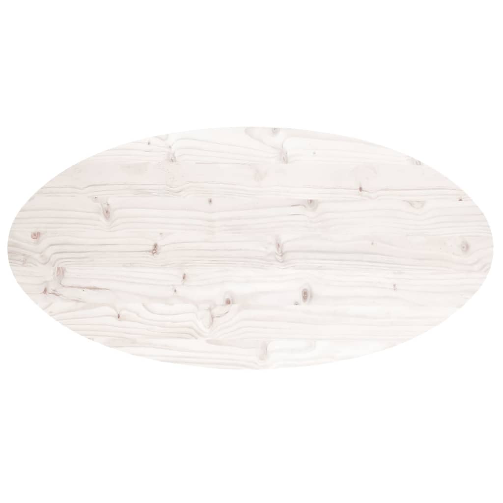 Tischplatte Weiß 110x55x2,5 cm Massivholz Kiefer Oval