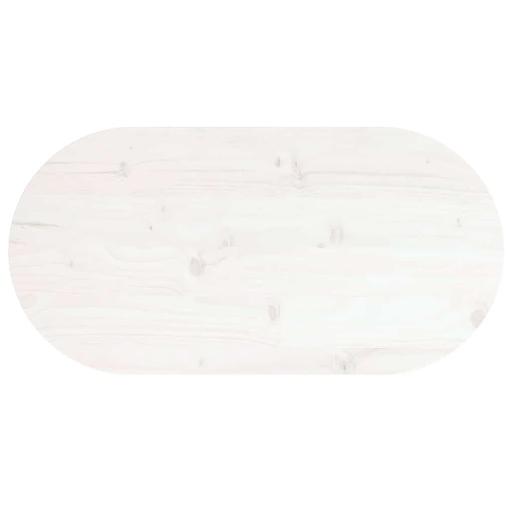 Tischplatte Weiß 80x40x2,5 cm Massivholz Kiefer Oval