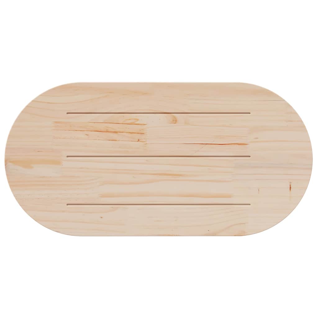 Tischplatte Weiß 110x55x2,5 cm Massivholz Kiefer Oval