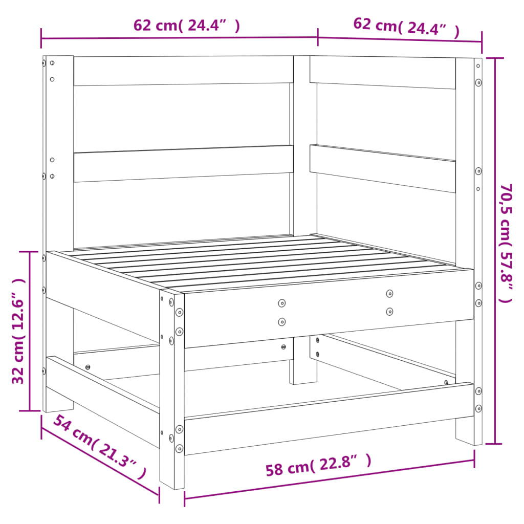 Garten-Ecksofa Weiß Massivholz Kiefer