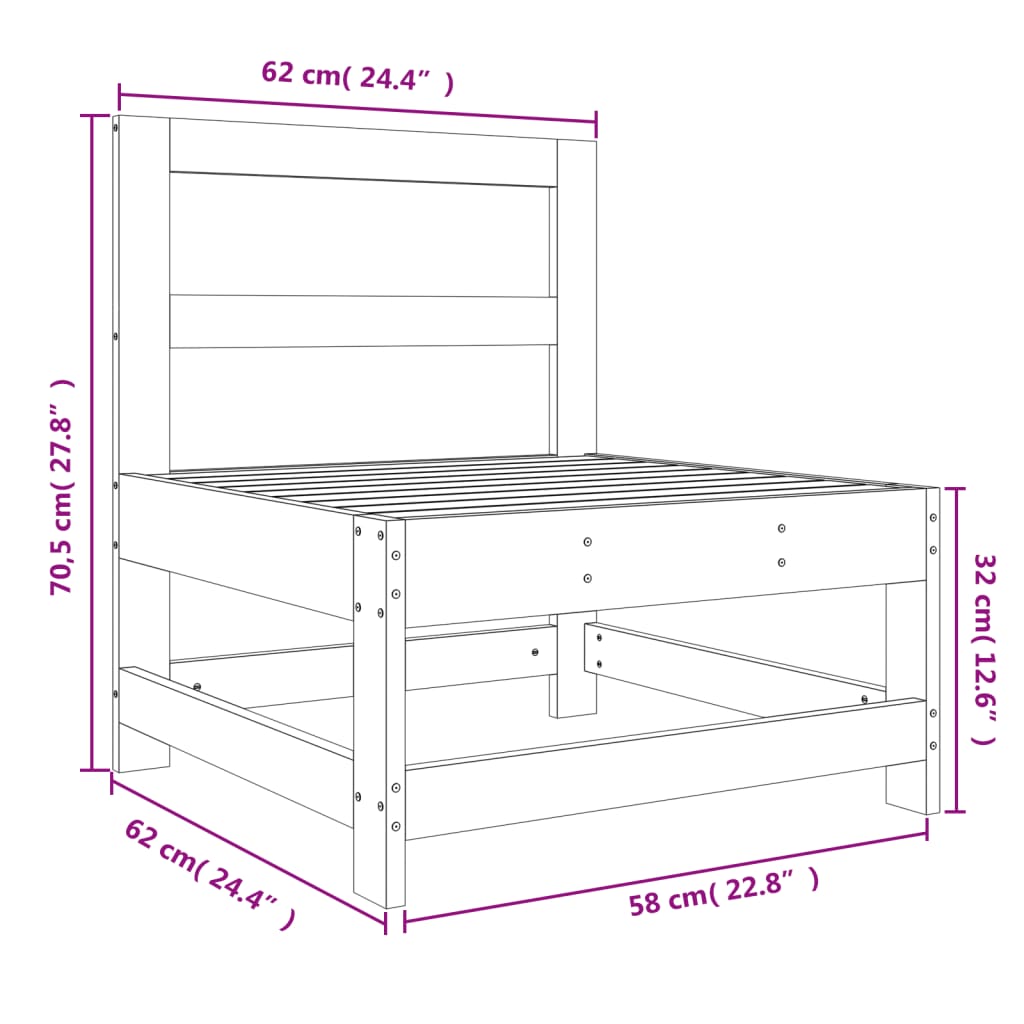 Garten-Mittelsofa Massivholz Douglasie