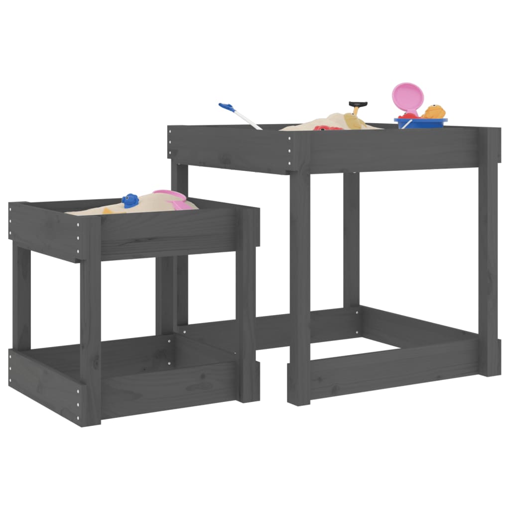 Sand-Spieltische 2 Stk. Grau Massivholz Kiefer