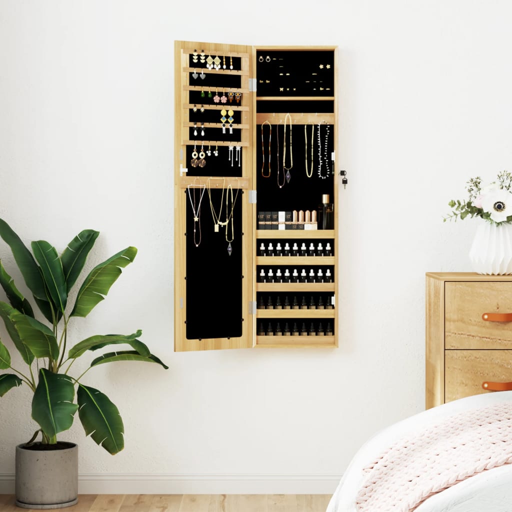 Schmuckschrank mit Spiegel Wandmontage 30x8,5x106 cm