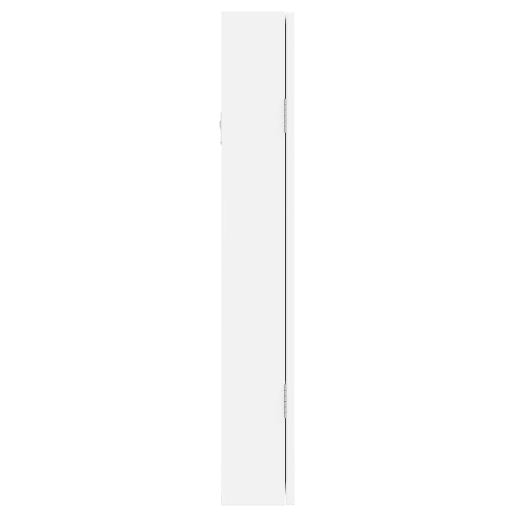 Schmuckschrank mit Spiegel Wandmontage Weiß 37,5x10x67 cm