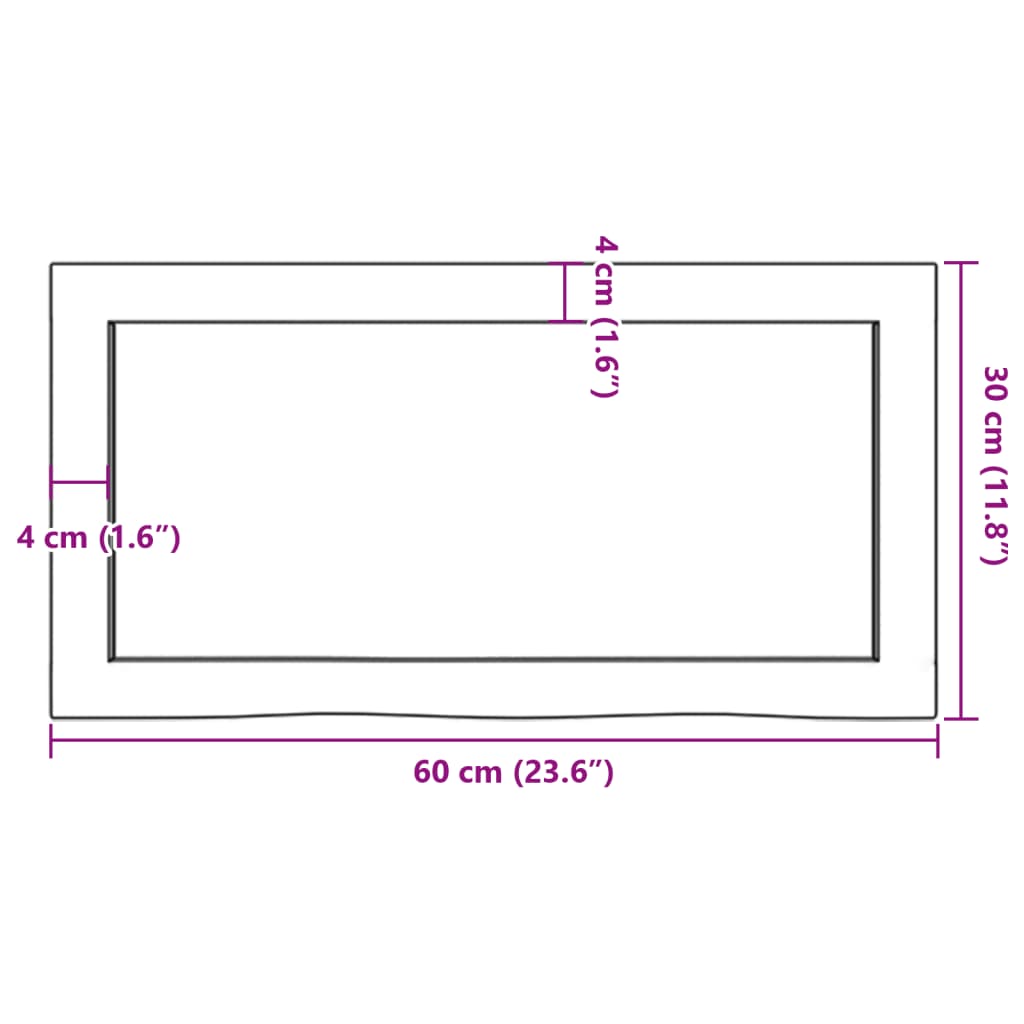 Wandregal 60x30x(2-6) cm Massivholz Eiche Unbehandelt