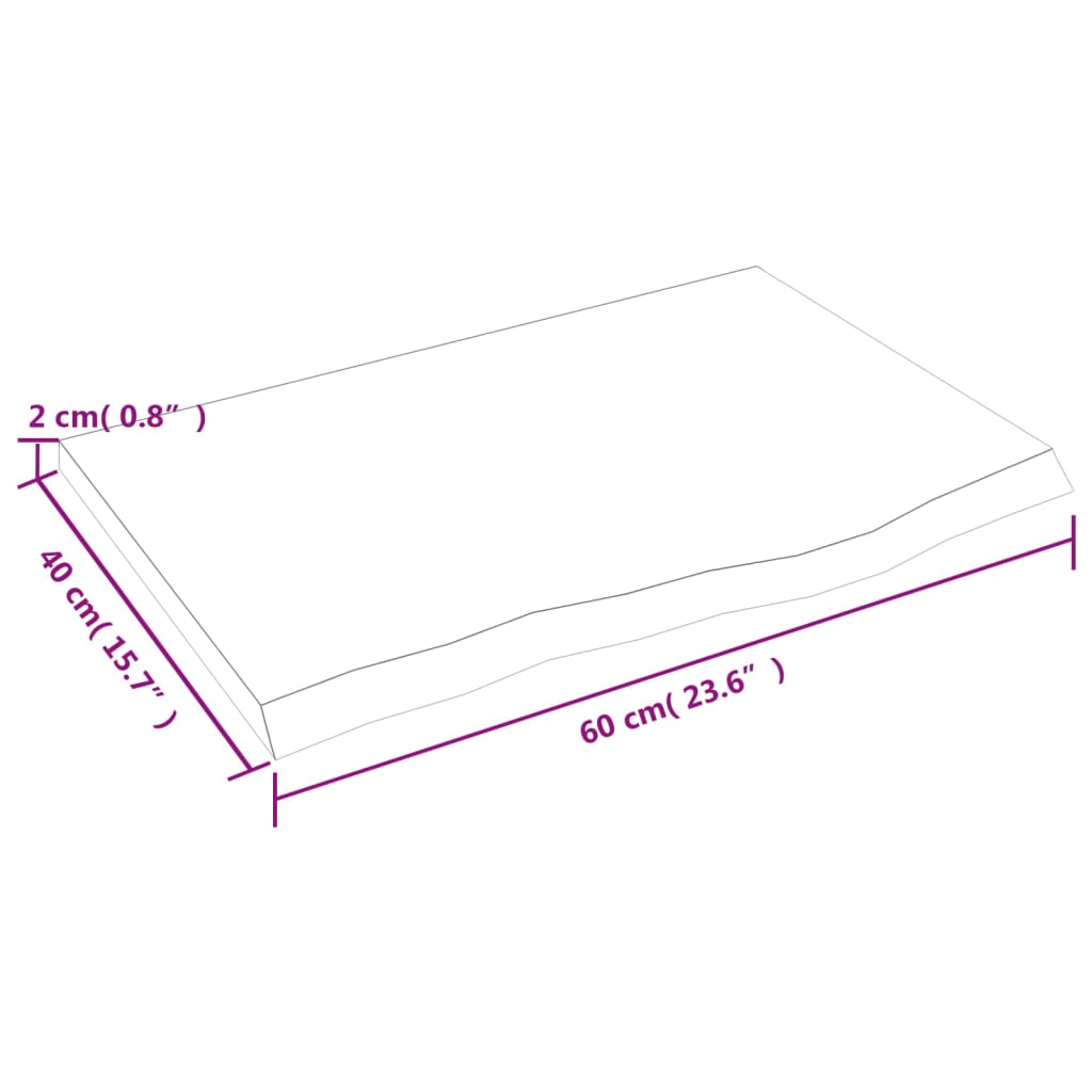 Wandregal 60x40x2 cm Massivholz Eiche Unbehandelt