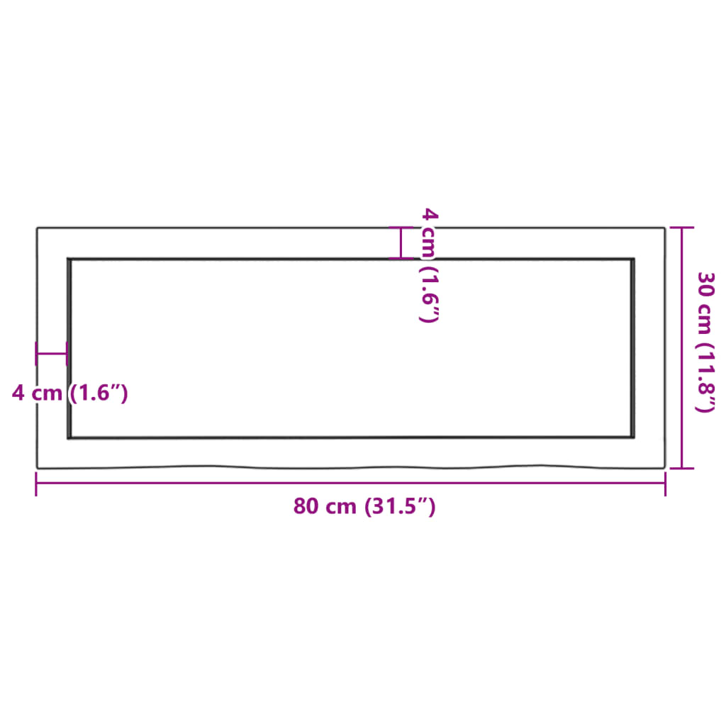 Wandregal 80x30x(2-4) cm Massivholz Eiche Unbehandelt