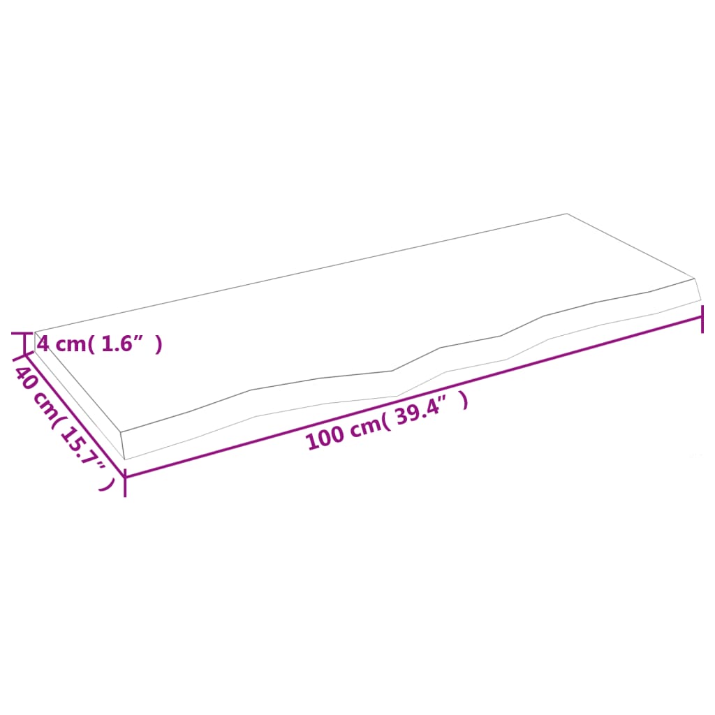 Wandregal 100x40x(2-4) cm Massivholz Eiche Unbehandelt
