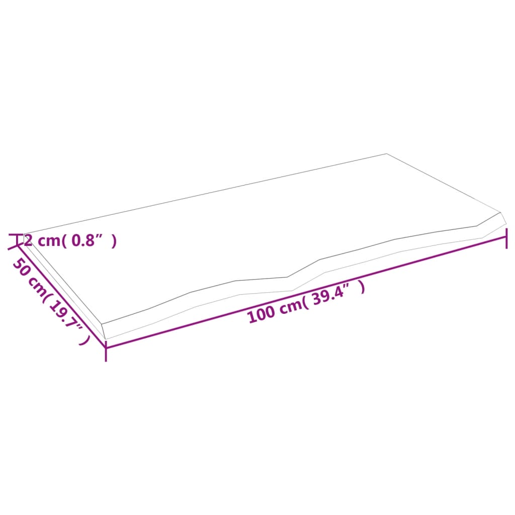 Wandregal 100x50x2 cm Massivholz Eiche Unbehandelt