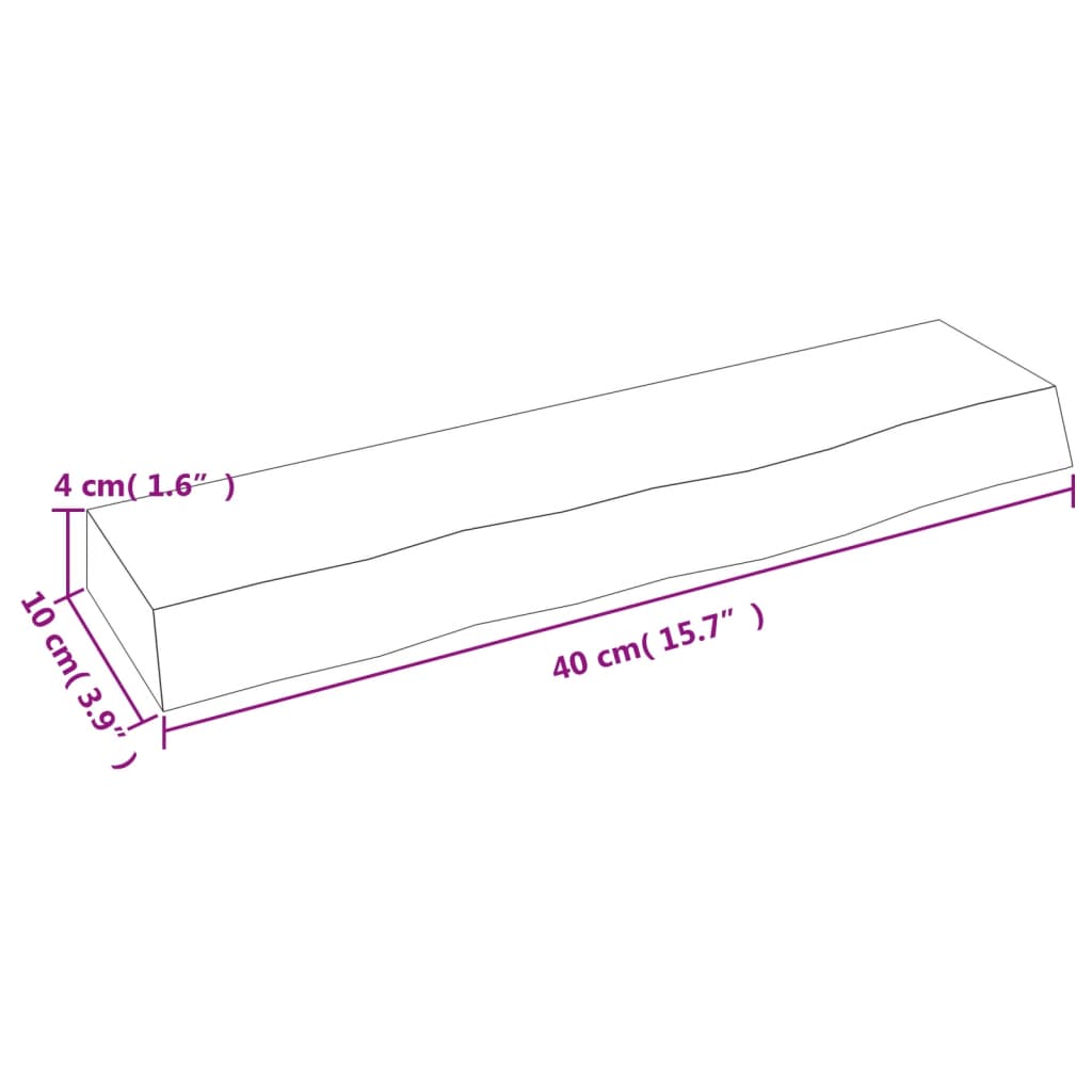 Wandregal Hellbraun 40x10x4 cm Massivholz Eiche Behandelt