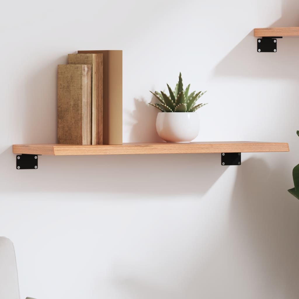 Wandregal Hellbraun 60x20x2 cm Massivholz Eiche Behandelt