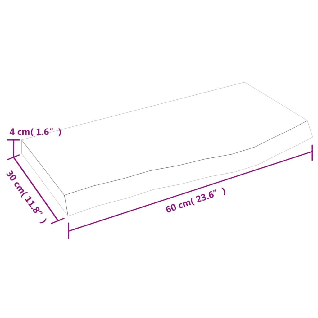 Wandregal Hellbraun 60x30x(2-4) cm Massivholz Eiche Behandelt
