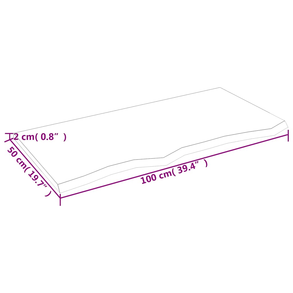 Wandregal Hellbraun 100x50x2 cm Massivholz Eiche Behandelt