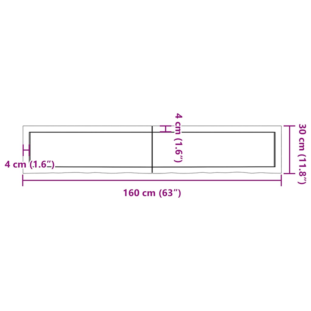 Wandregal Hellbraun 160x30x(2-4) cm Massivholz Eiche Behandelt