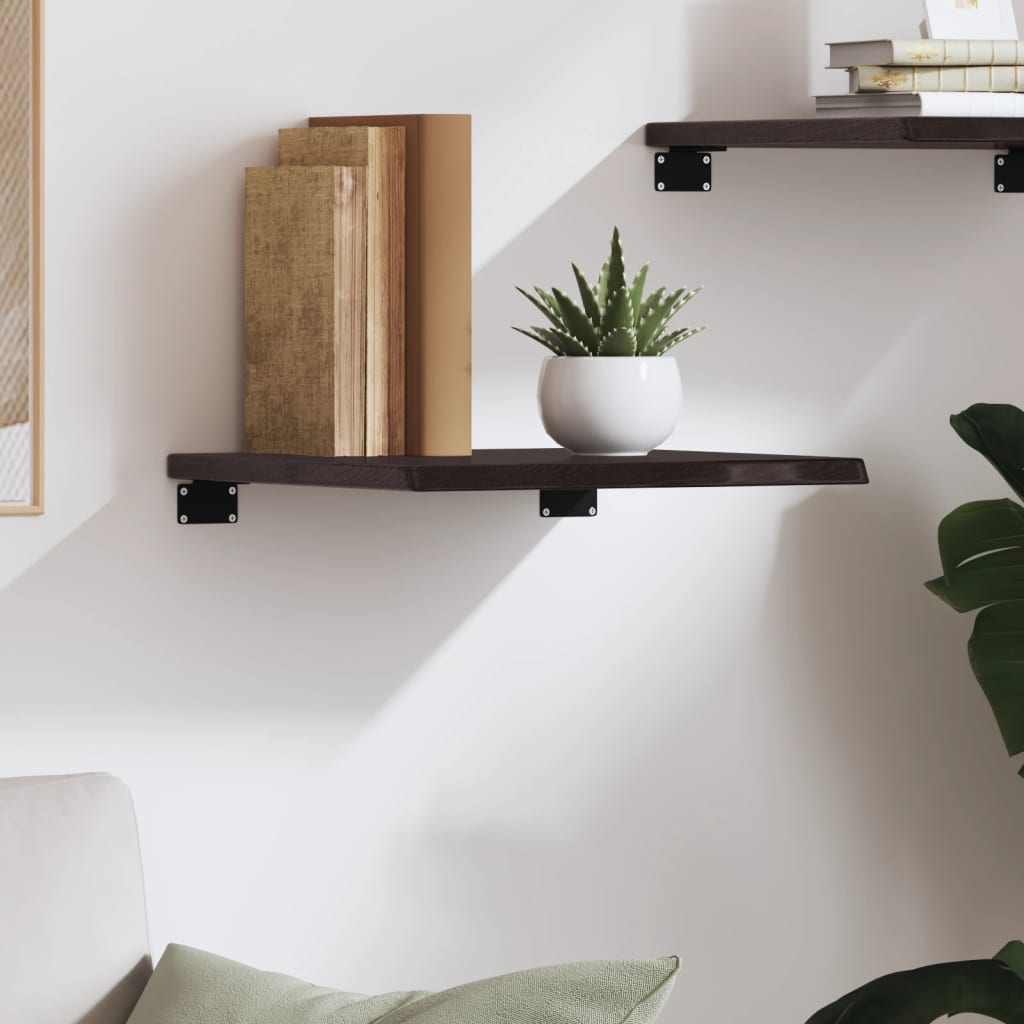 Wandregal Dunkelbraun 40x40x2 cm Massivholz Eiche Behandelt