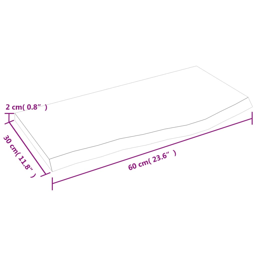 Wandregal Dunkelbraun 60x30x2 cm Massivholz Eiche Behandelt