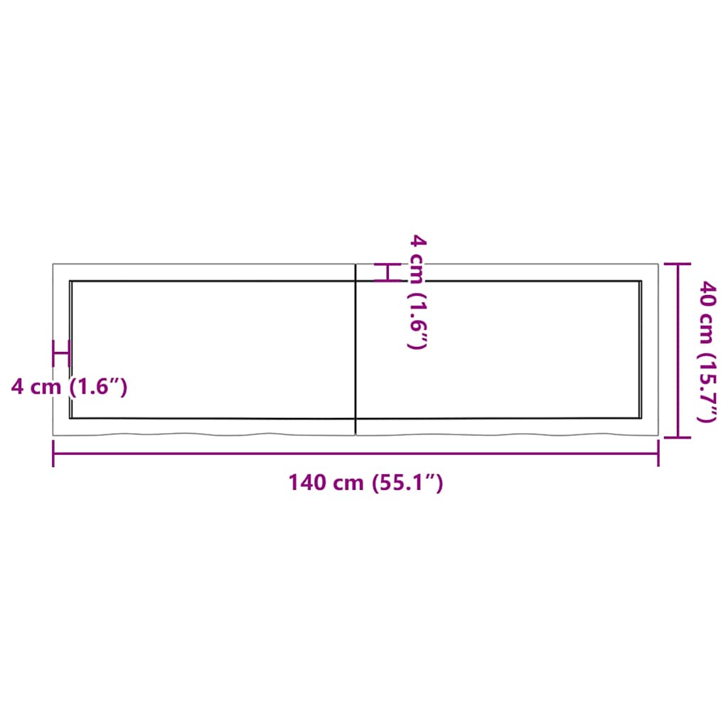 Wandregal Dunkelbraun 140x40x(2-4)cm Massivholz Eiche Behandelt