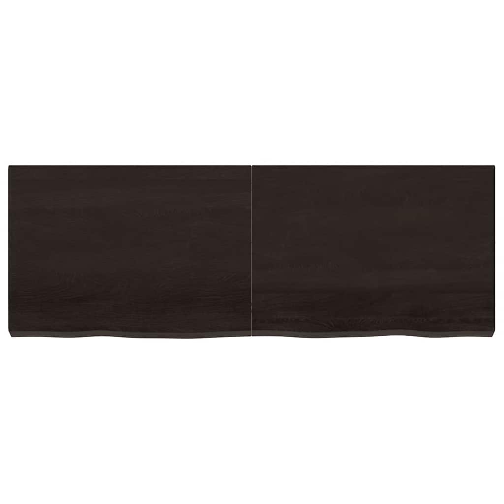 Wandregal Dunkelbraun 140x50x(2-6)cm Massivholz Eiche Behandelt