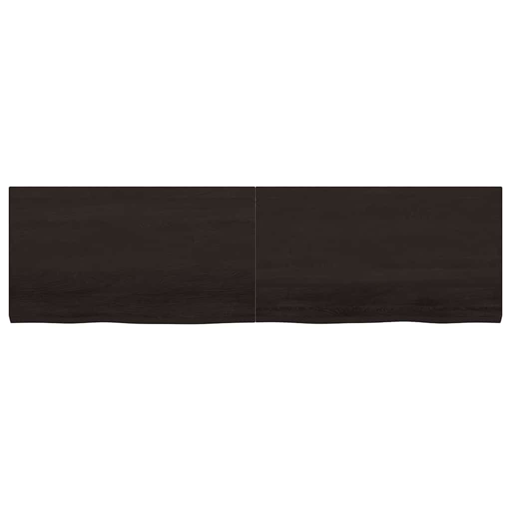 Wandregal Dunkelbraun 180x50x(2-4)cm Massivholz Eiche Behandelt