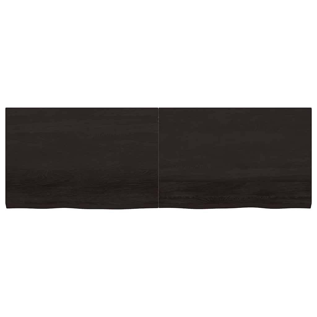 Wandregal Dunkelbraun 180x60x(2-4)cm Massivholz Eiche Behandelt