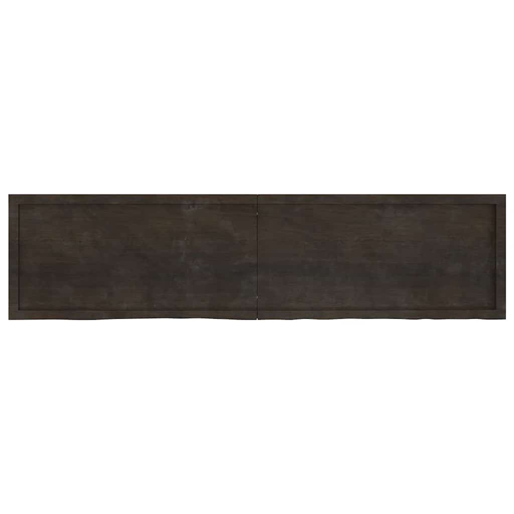 Wandregal Dunkelbraun 200x50x(2-4)cm Massivholz Eiche Behandelt