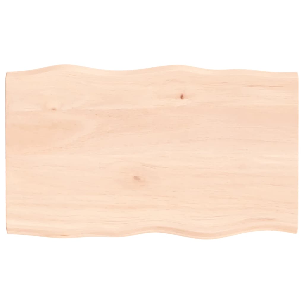 Tischplatte 100x60x2 cm Massivholz Eiche Unbehandelt Baumkante
