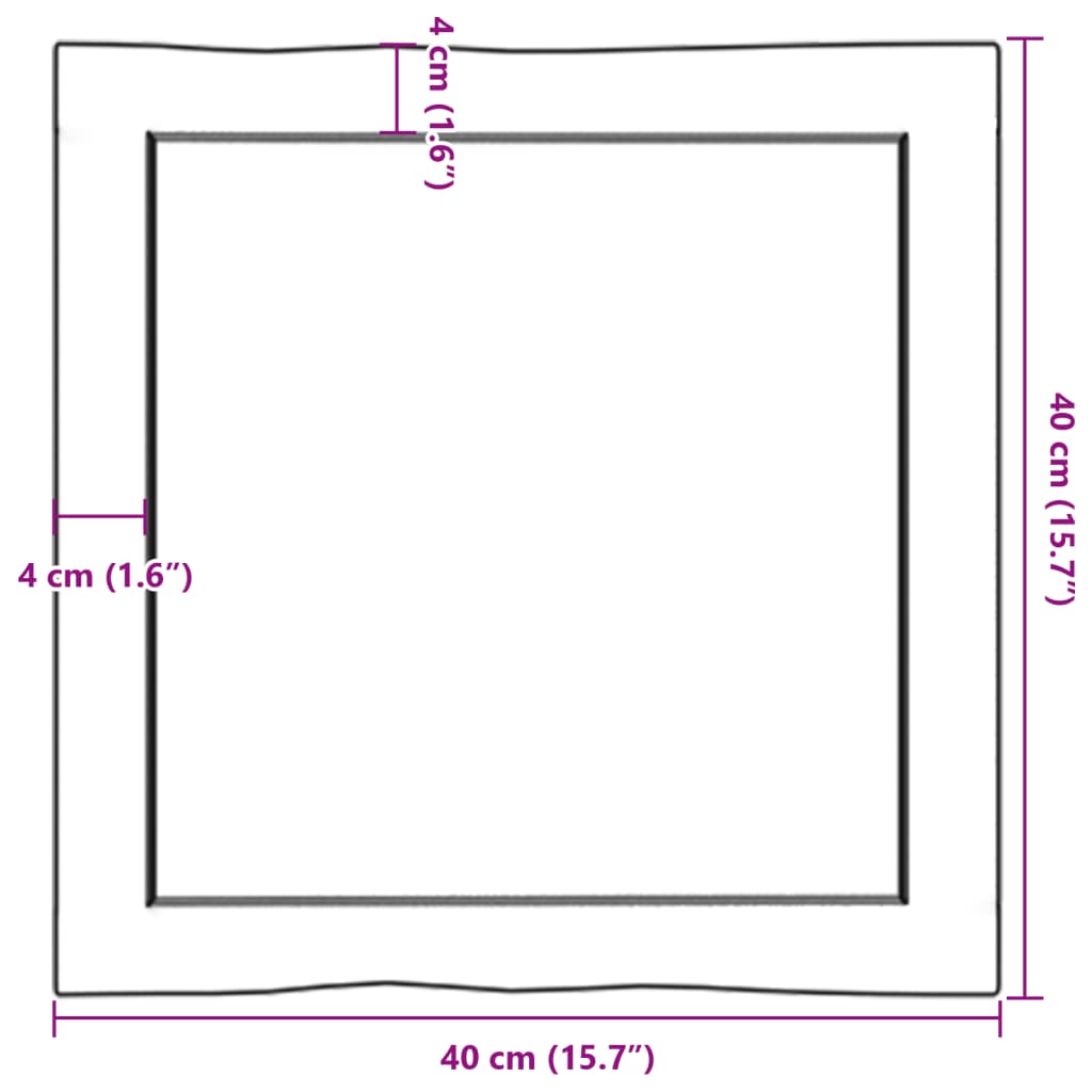 Tischplatte 40x40x(2-6) cm Massivholz Behandelt Baumkante