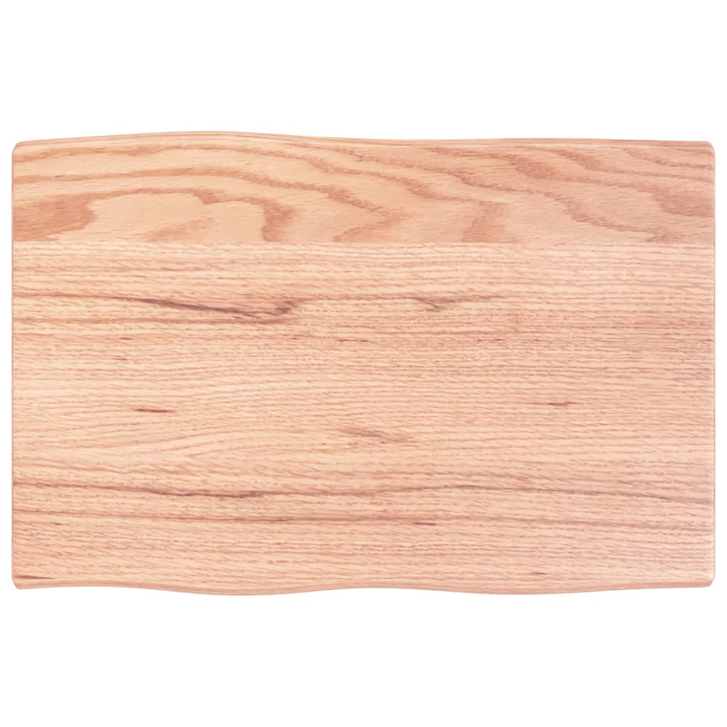 Tischplatte 60x40x2 cm Massivholz Eiche Behandelt Baumkante