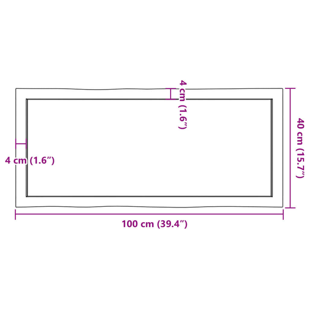 Tischplatte 100x40x(2-4) cm Massivholz Behandelt Baumkante