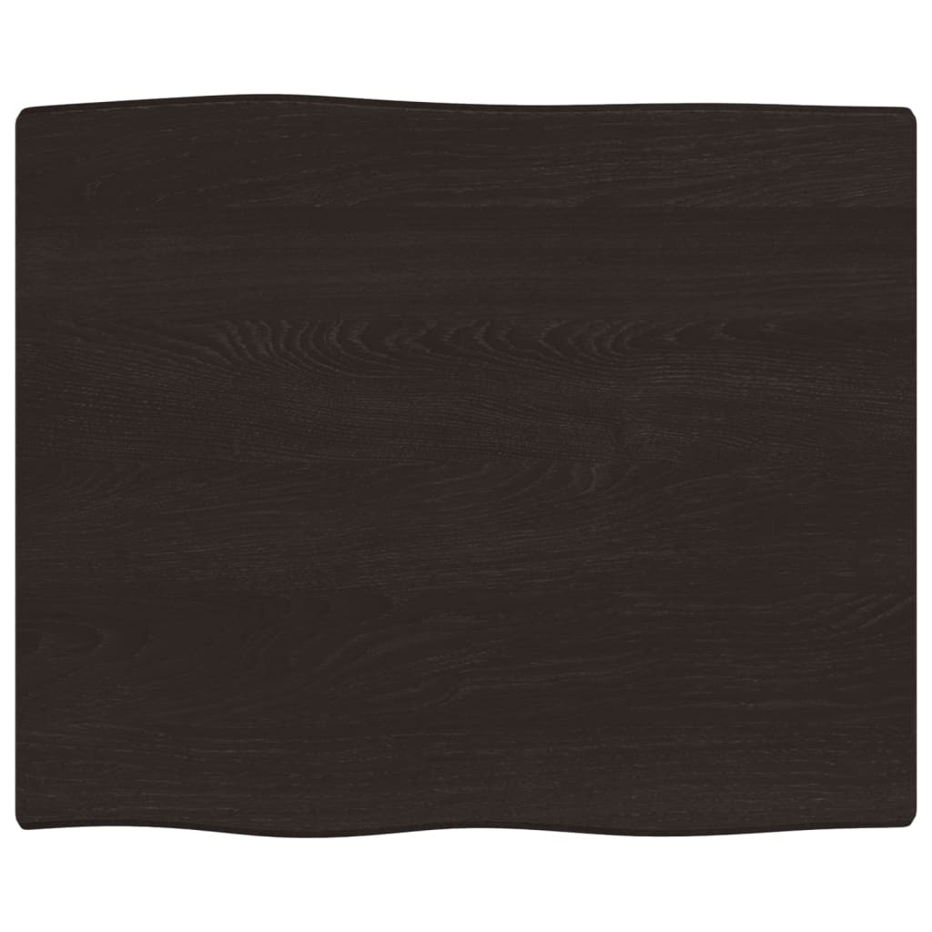 Tischplatte 60x50x2 cm Massivholz Eiche Behandelt Baumkante