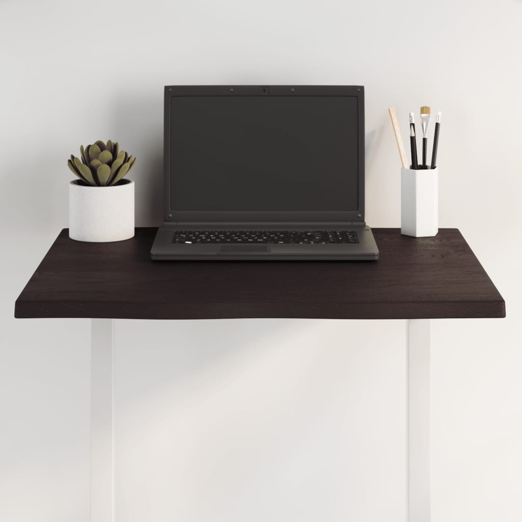 Tischplatte 60x50x2 cm Massivholz Eiche Behandelt Baumkante