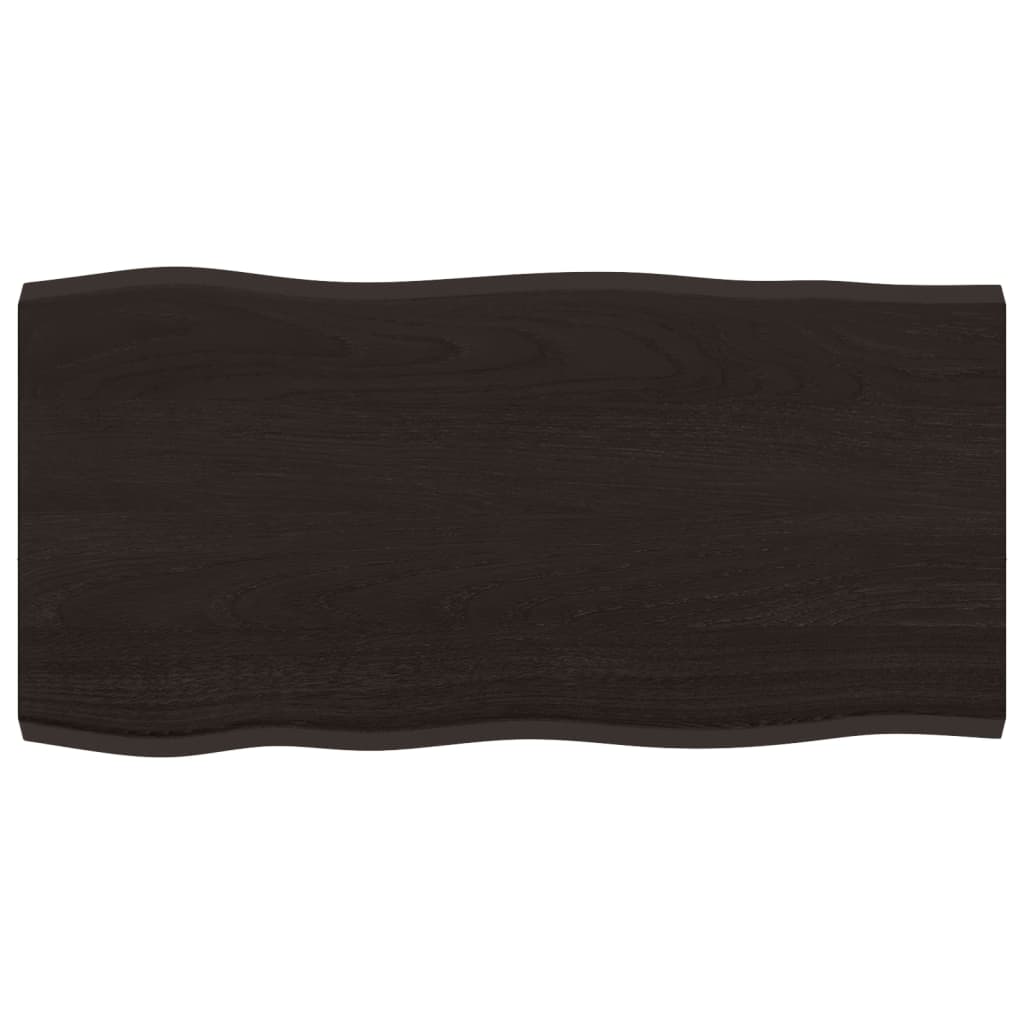 Tischplatte 80x40x2 cm Massivholz Eiche Behandelt Baumkante