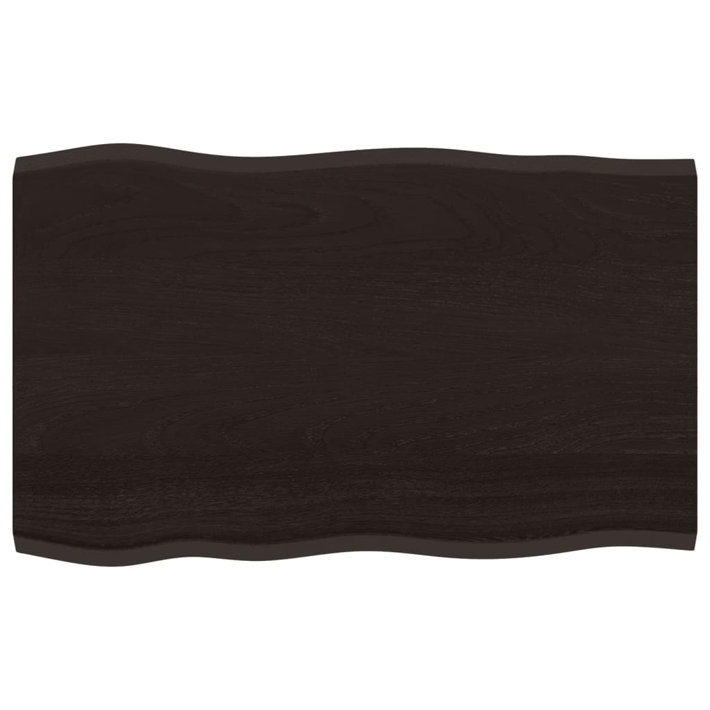 Tischplatte 80x50x2 cm Massivholz Eiche Behandelt Baumkante