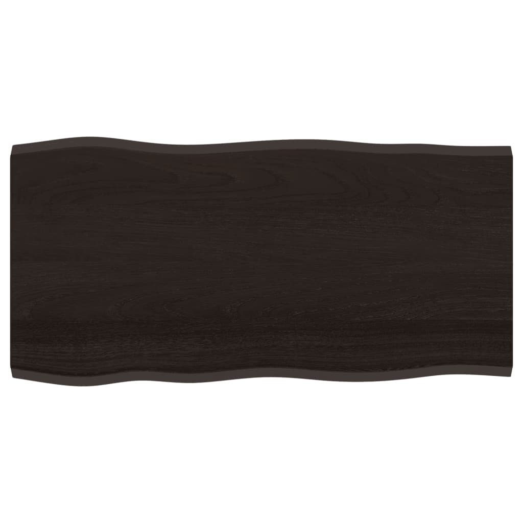 Tischplatte 100x50x2 cm Massivholz Eiche Behandelt Baumkante