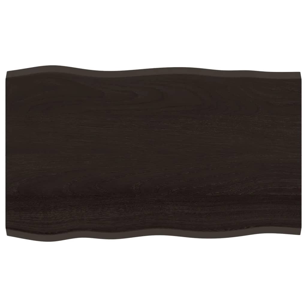 Tischplatte 100x60x2 cm Massivholz Eiche Behandelt Baumkante