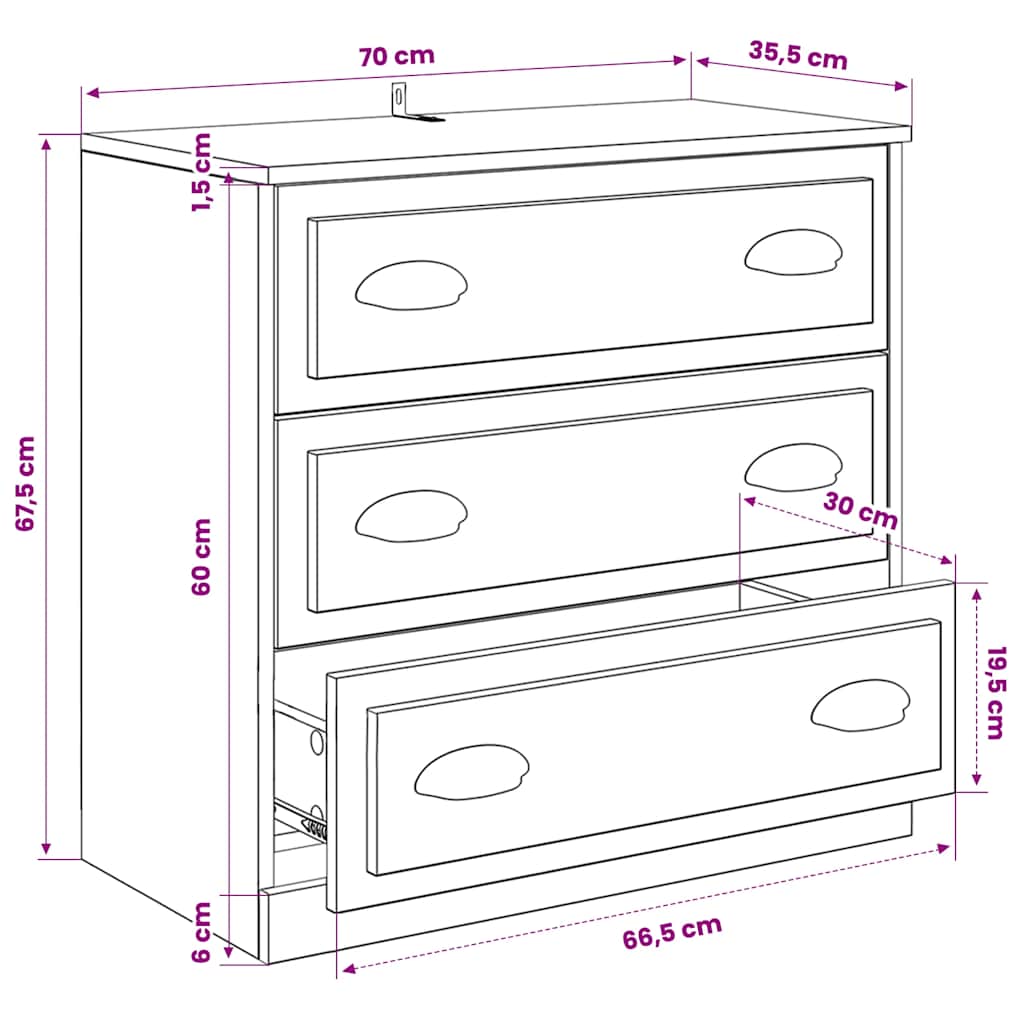 Sideboards 3 Stk. Weiß Holzwerkstoff