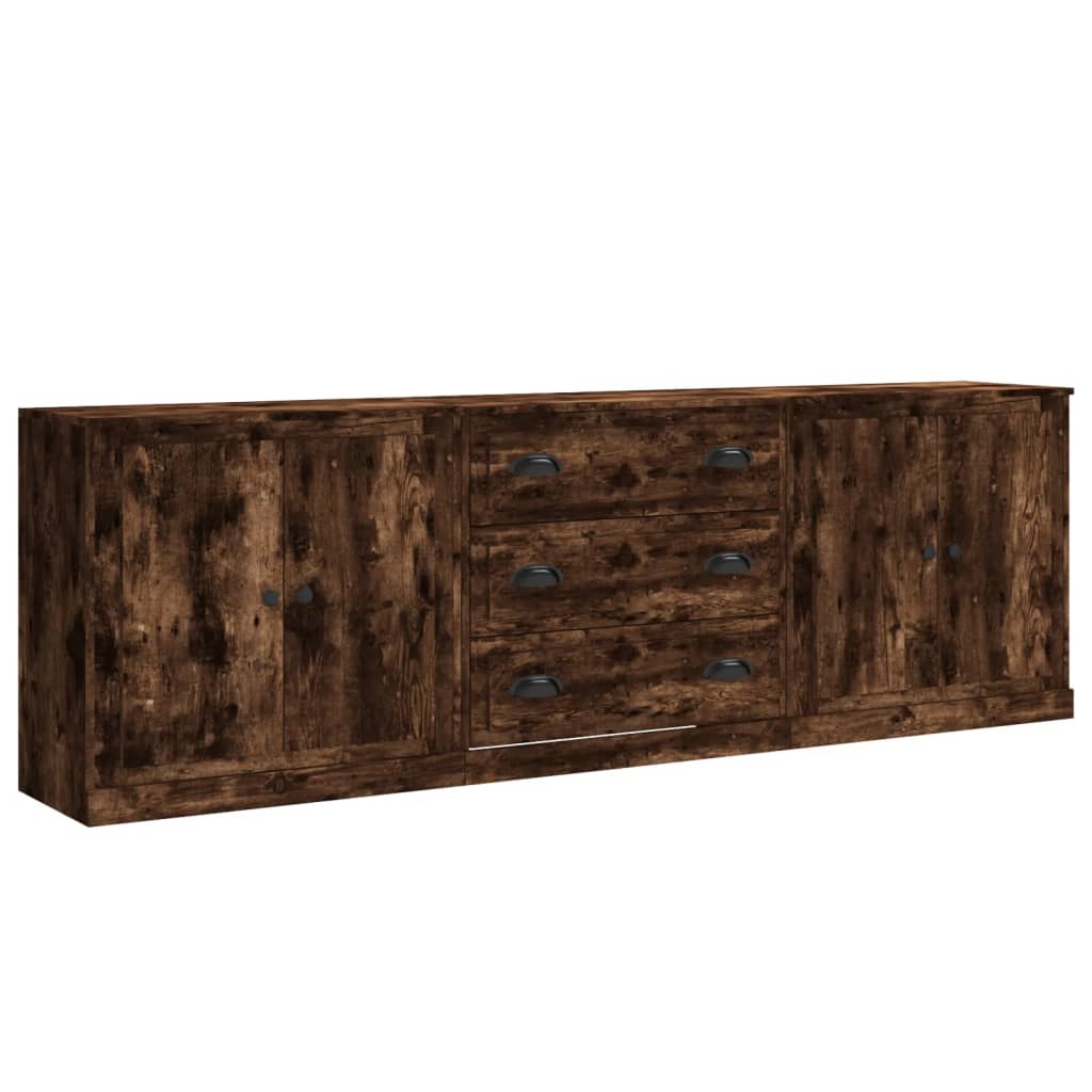 Sideboards 3 Stk. Räuchereiche Holzwerkstoff