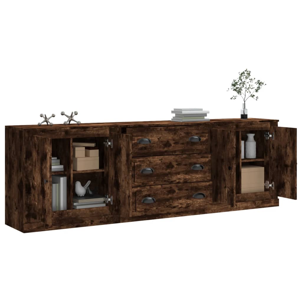 Sideboards 3 Stk. Räuchereiche Holzwerkstoff