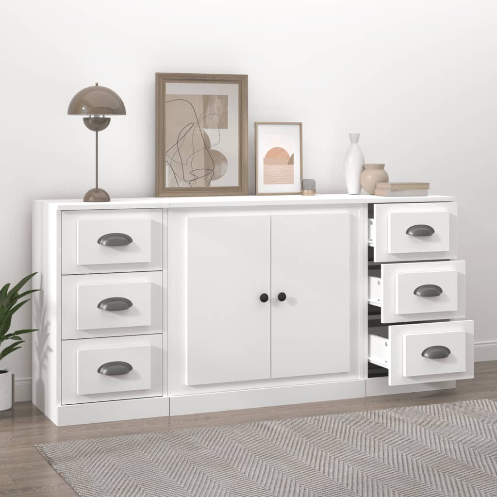 Sideboards 3 Stk. Weiß Holzwerkstoff