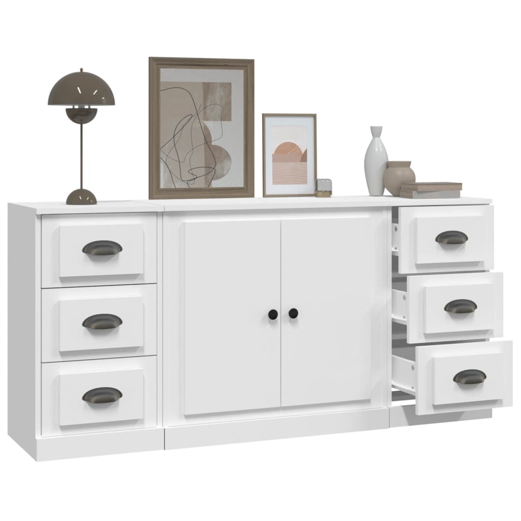 Sideboards 3 Stk. Weiß Holzwerkstoff